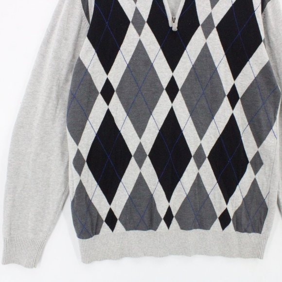 Method Sweater Mens Gray Diamond Graphic V Neck Pullover Long Sleeve Large L - Picture 5 of 10